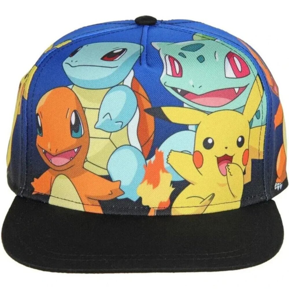 Pokemon The Original Starters Group Blue Gradient Youth Snapback Cap